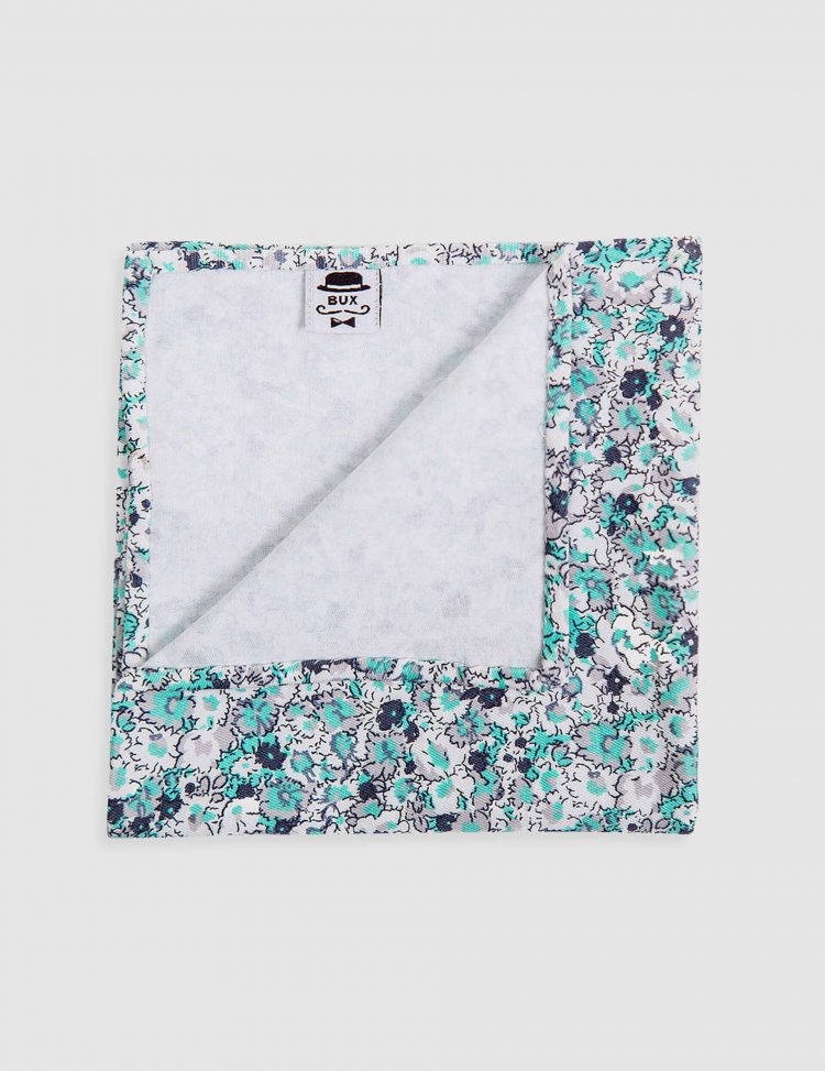 Handcrafted Green Floral Pocket Square