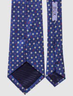Navy Geometric Silk Tie - Image 4