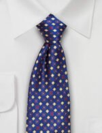 Navy Geometric Silk Tie - Image 2