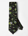 Green Floral Silk Tie-Black
