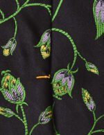 Green Floral Silk Tie-Black - Image 4