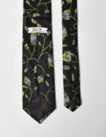 Green Floral Silk Tie-Black - Image 3