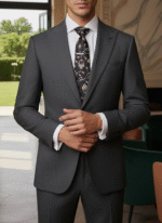 Black and gray floral silk tie limited edition