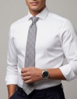 Navy Blue Gingham Necktie - Image 2