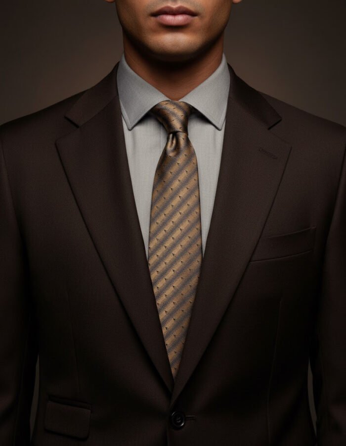 Copper Metallic Black Striped Tie - Image 2