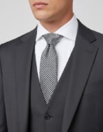 Houndstooth Wool Necktie Black and White