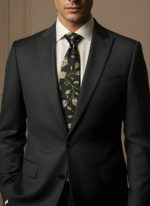 Luxury gray floral silk wedding tie for men by BuxStyle