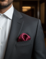 Maroon Floral Silk Pocket Square - Image 2