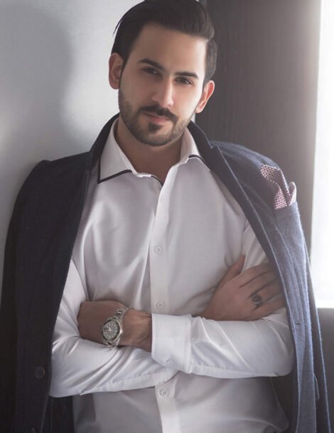 Navy pink floral pocket square handcrafted in cotton by BuxStyle