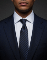 Navy striped tie for men – classic silk necktie perfect for business wear, weddings, and formal occasions in the USA.