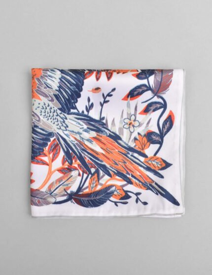 Parrot Bird Print Silk Pocket Square