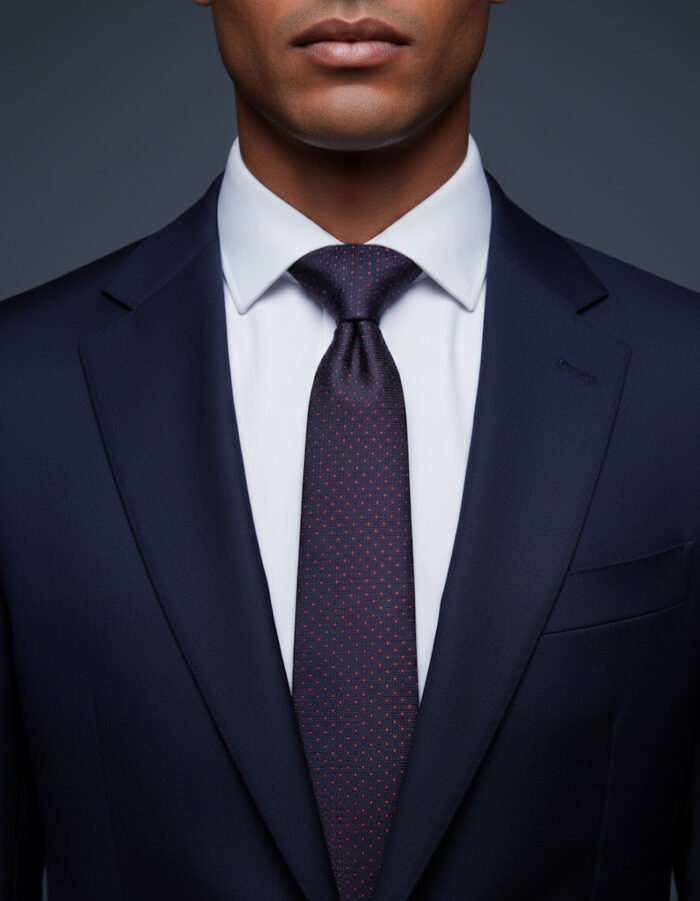 Navy Red Dotted Tie - Image 2