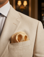 Yellow floral silk pocket square for men – handmade 100% silk accessory ideal for weddings, formal, and business outfits.