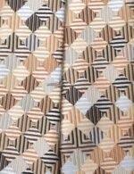 Beige Geometric Multi Rectangle Silk Tie - Image 2