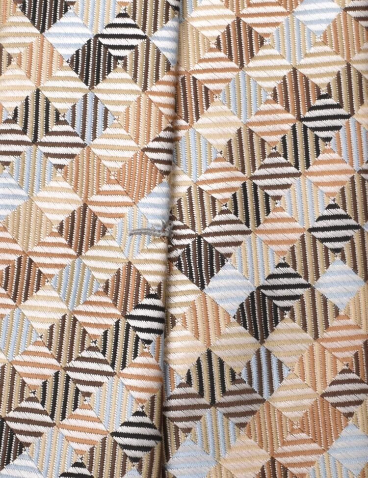 Beige Geometric Multi Rectangle Silk Tie - Image 2