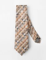 Beige Geometric Multi Rectangle Silk Tie