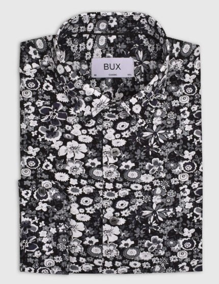 black floral shirt