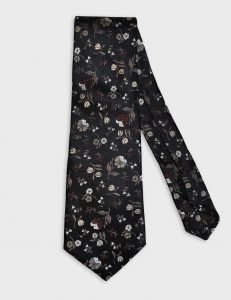 Multi Color Floral Silk Tie - Black