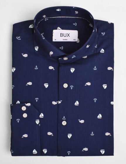 Navy Fish Print Shirt