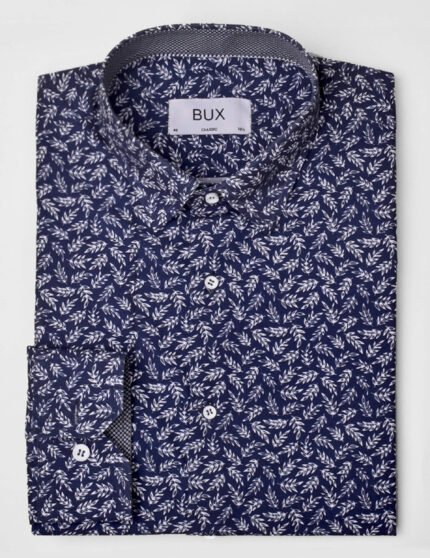 Blue Leaf Print Shirt