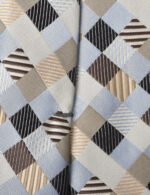 Grey Geometric Multi Rectangle Silk Tie - Image 2