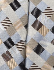 Grey Geometric Multi Rectangle Silk Tie - Image 2