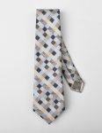 Grey Geometric Multi Rectangle Silk Tie
