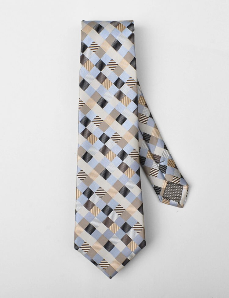 Grey Geometric Multi Rectangle Silk Tie - Image 1