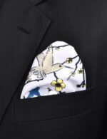 Hummingbird Print Silk Pocket Square - Image 3