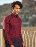 Maroon Geometric Print Shirt - Image 6