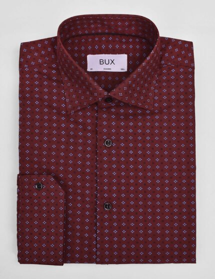 Maroon Geometric Print Shirt