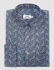 Azure Elegance Paisley Cotton Shirt