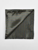 Turquoise-Yellow Geometric Silk Pocket Square - Image 3