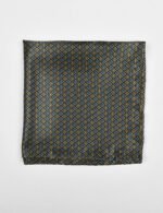 Luxury turquoise yellow silk pocket square for men