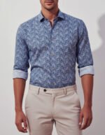 Azure Elegance Paisley Cotton Shirt – men’s blue paisley shirt online