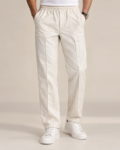 Men's Ecru Linen Utility Trousers front view