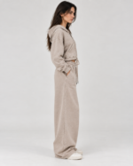 Side view of women’s 400 GSM cotton acid wash tracksuit with cropped hoodie and baggy sweatpants